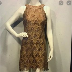 1980s SL Fashion Copper metallic party dress